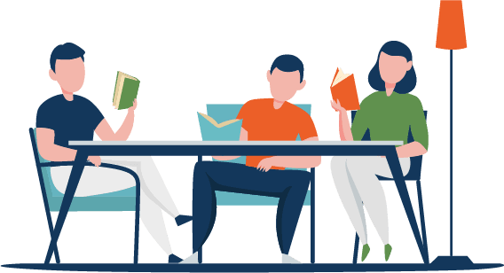 Illustration personnes en train de lire